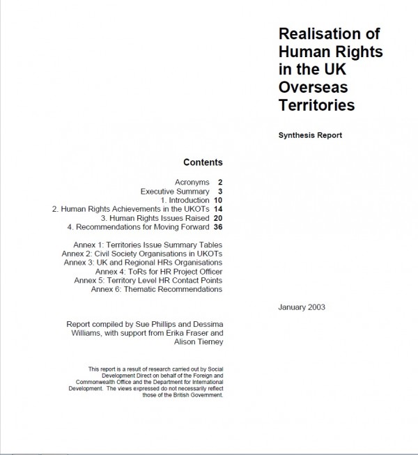 Realisation of Human Rights in the UK Overseas Territories: Synthesis Report